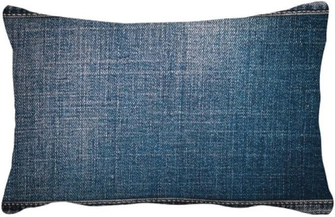 Denim Jean Cowboy Lining Textile Throw Pillow Lumbar Insert Cushion Cover Home Decoration | Amazon (US)