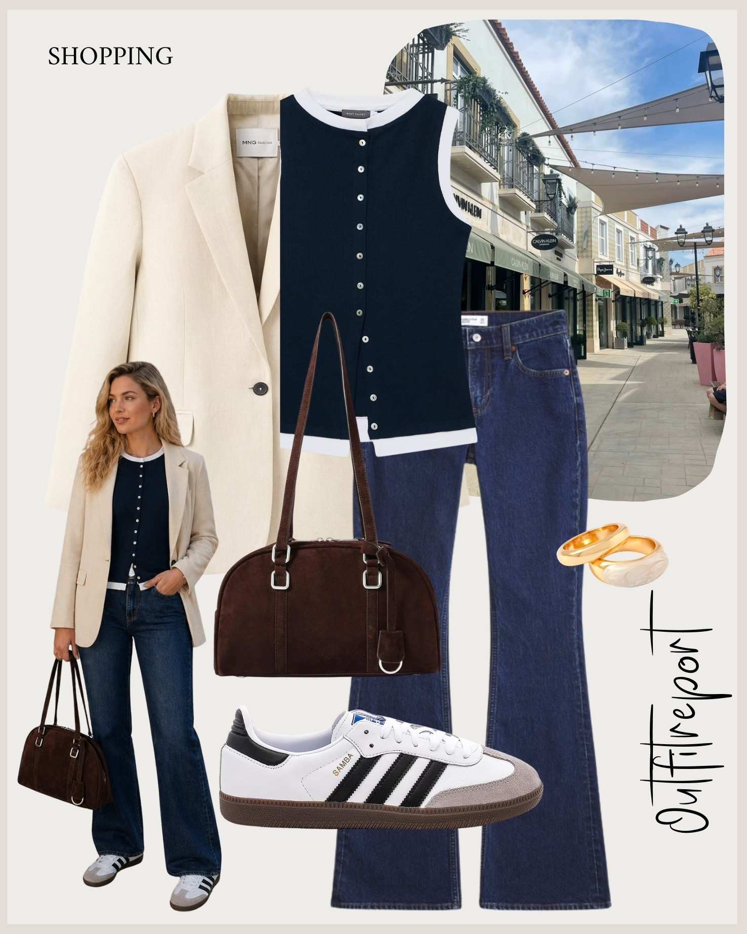 Light blazer vest top bootcut jeans and adidas sneakers 

#LTKspring #LTKsummer #LTKjeans