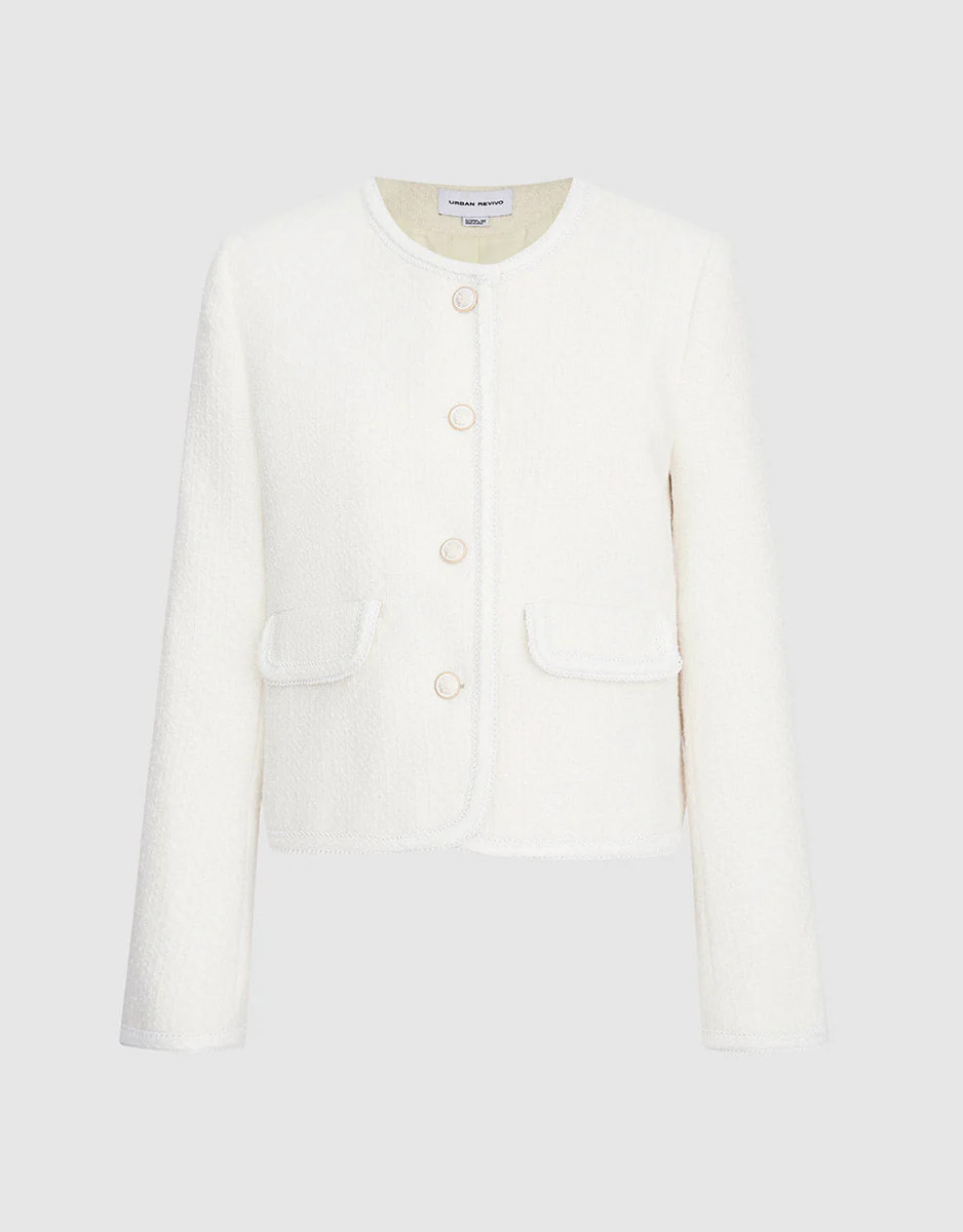 Plaid Single Breasted Contrast Trim Jacket | Urban Revivo