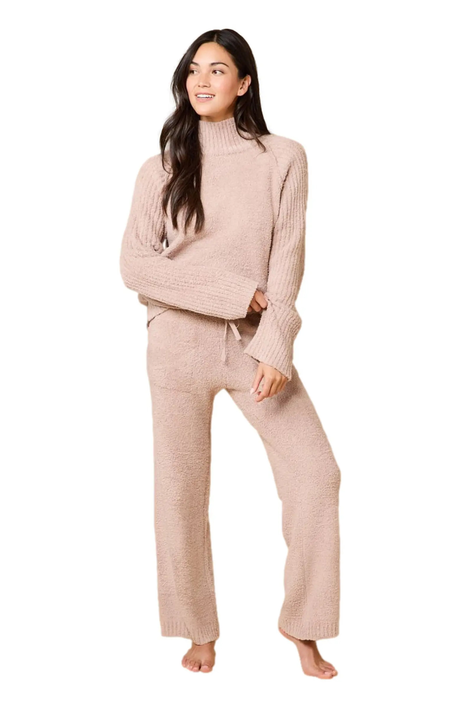 Solid Marshmallow Rib Mock Neck with Long Pant | Nordstrom