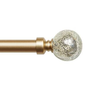 EXCLUSIVE HOME Silver Aged Sphere 36 in. - 72 in. Adjustable 1 in. Single Curtain Rod Kit Gold wi... | The Home Depot