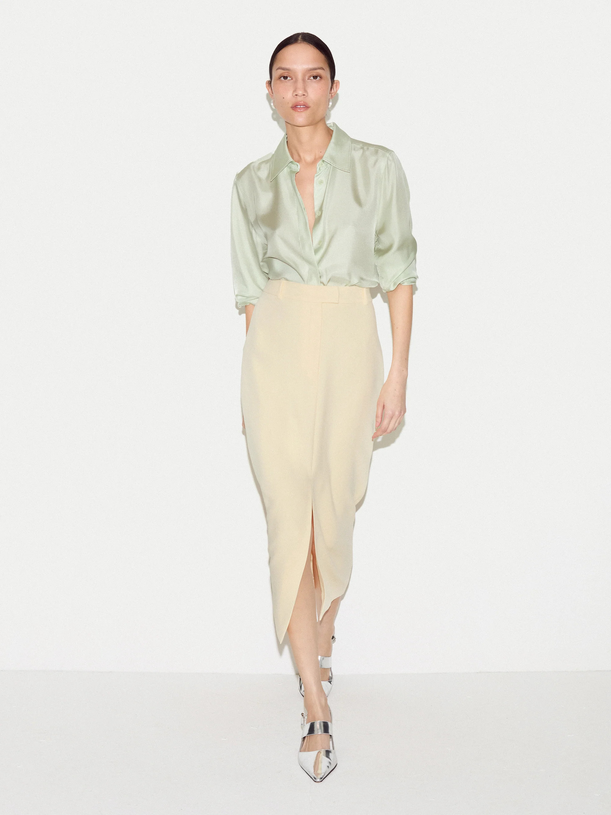 Tailored Split Front Skirt | Yellow | Jigsaw (UK)