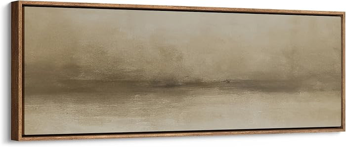 wall26 Large Framed Wall Art Canvas Print - Neutral Taupe Horizon Abstract Wall Decor - Contempor... | Amazon (US)