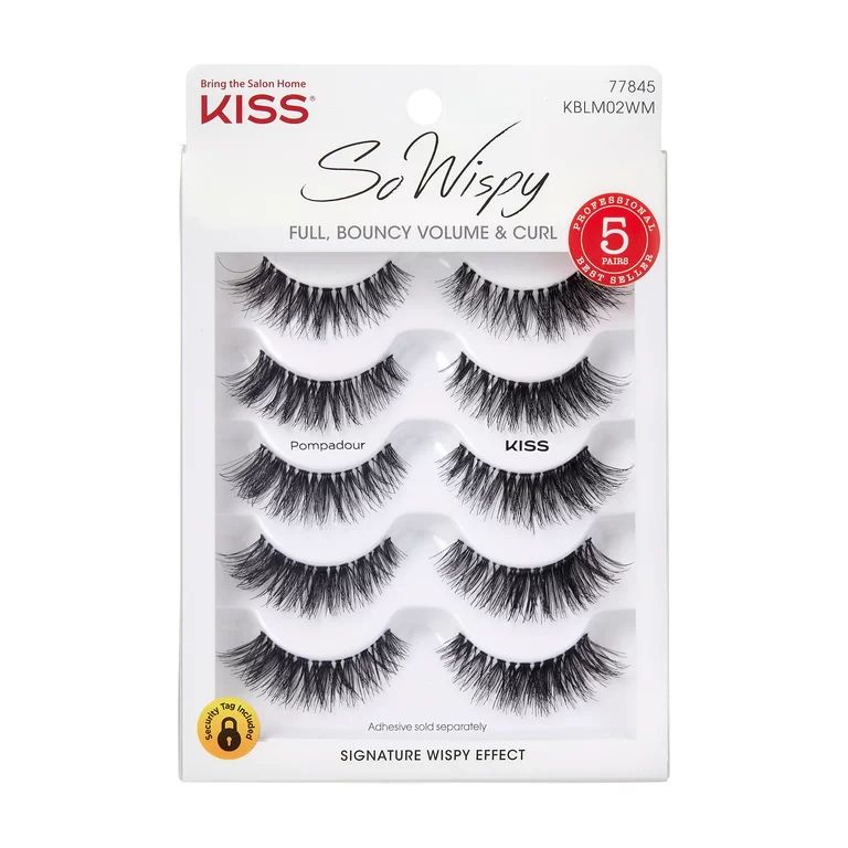 KISS So Wispy False Eyelashes, Pompadour Multipack Lashes (5 Pairs) | Walmart (US)