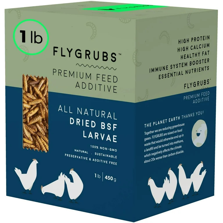 FLYGRUBS Superior to Dried Mealworms for Chickens (1lb) - Non-GMO Chicken Feed - BSFL Treats for ... | Walmart (US)