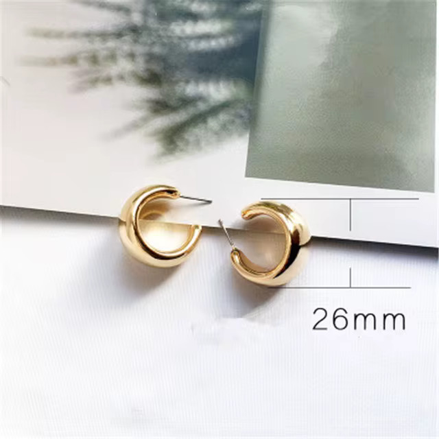 AOMU 2020 New Geometric Simple Minimalism Round Gold Color Silver Color Thick Metal Hoop Earrings... | AliExpress (US)
