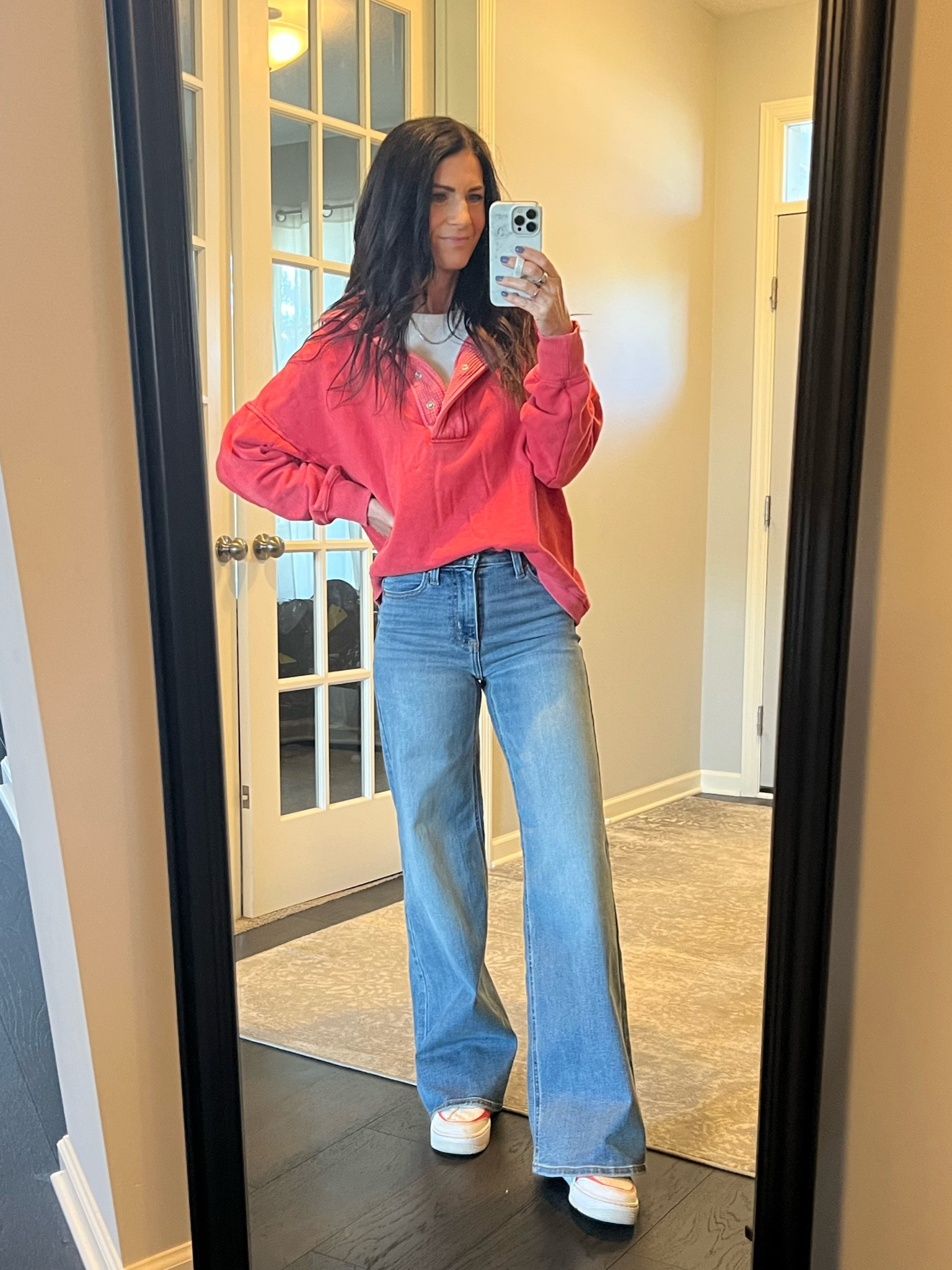 High rise, wide leg, perfect length and just a bit of stretch? Yep these jeans have it all! I’ve already bought these in this vintage medium wash and the white, too. Size up 1 or 2 sizes. On sat right now for $23?!?!? RUN 🏃 

#LTKootd #LTKSaleAlert #LTKOver40