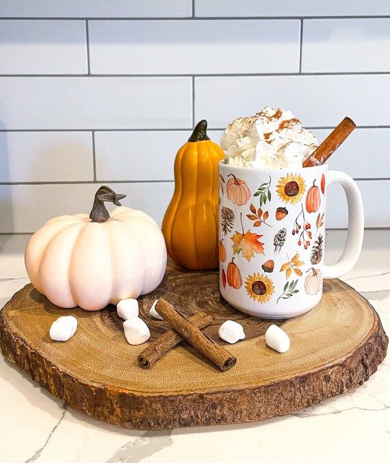 Fall Nature Mug, Fall Coffee Mug, Fall Decor, 15 oz Mug, Pumpkin Spice Latte, Coffee Mug, Fall Ho... | Etsy (US)