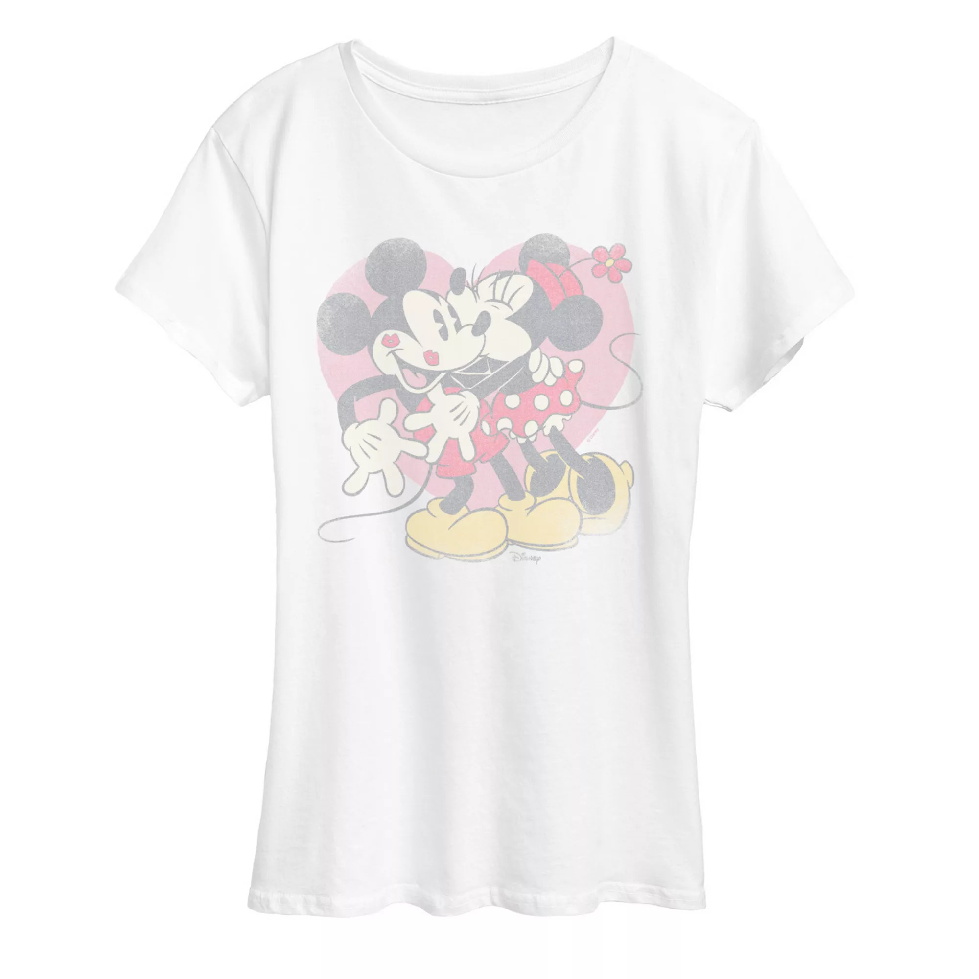 Women's Disney's Mickey & Minnie Valentine's Day Heart Distressed Graphic Tee | Kohl's