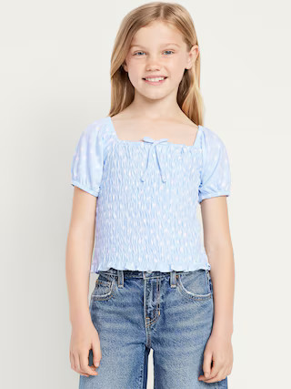 Short Puff-Sleeve Smocked Top for Girls | Old Navy (US)