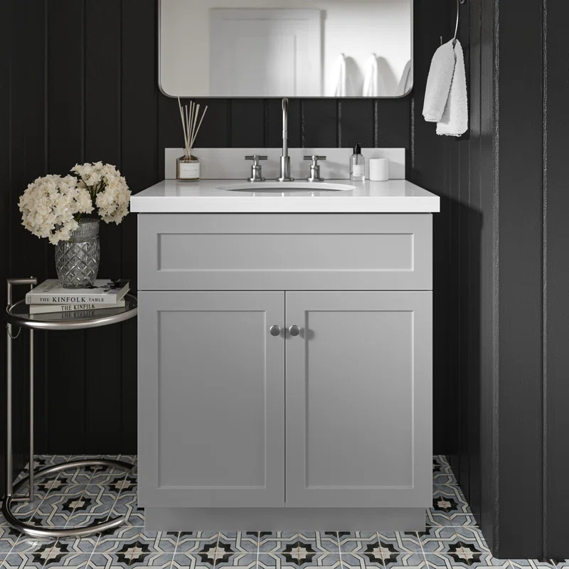 Trevore 31'' Single Bathroom Vanity with White Quartz Top | Wayfair North America