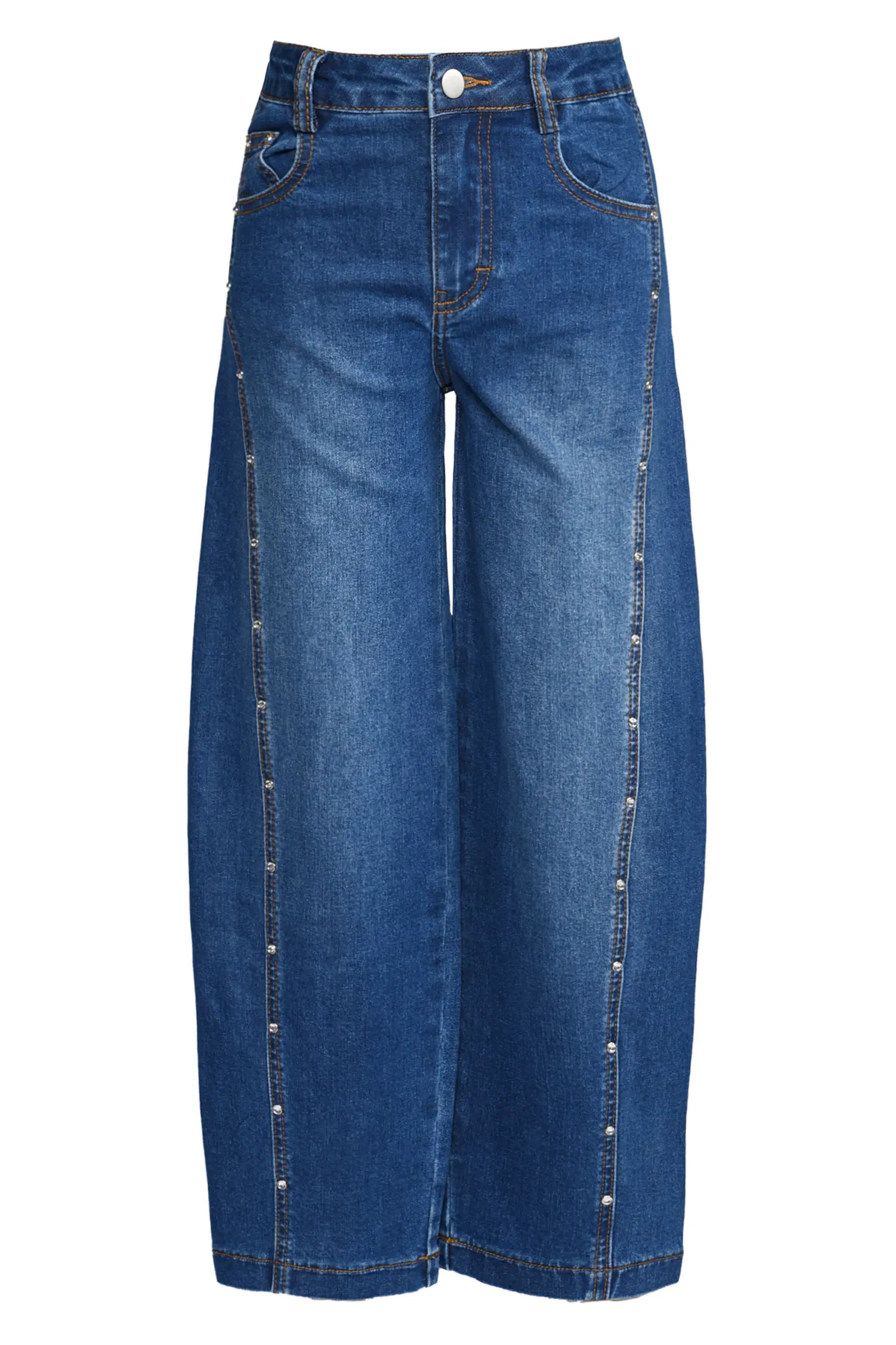 Kids' Studded Outseam Barrel Leg Jeans (Women) | Nordstrom | Nordstrom