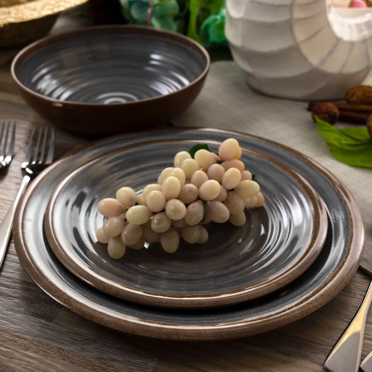 ELM-MELAMINE Piece Melamine Dinnerware Set - Service for 4 | Wayfair North America