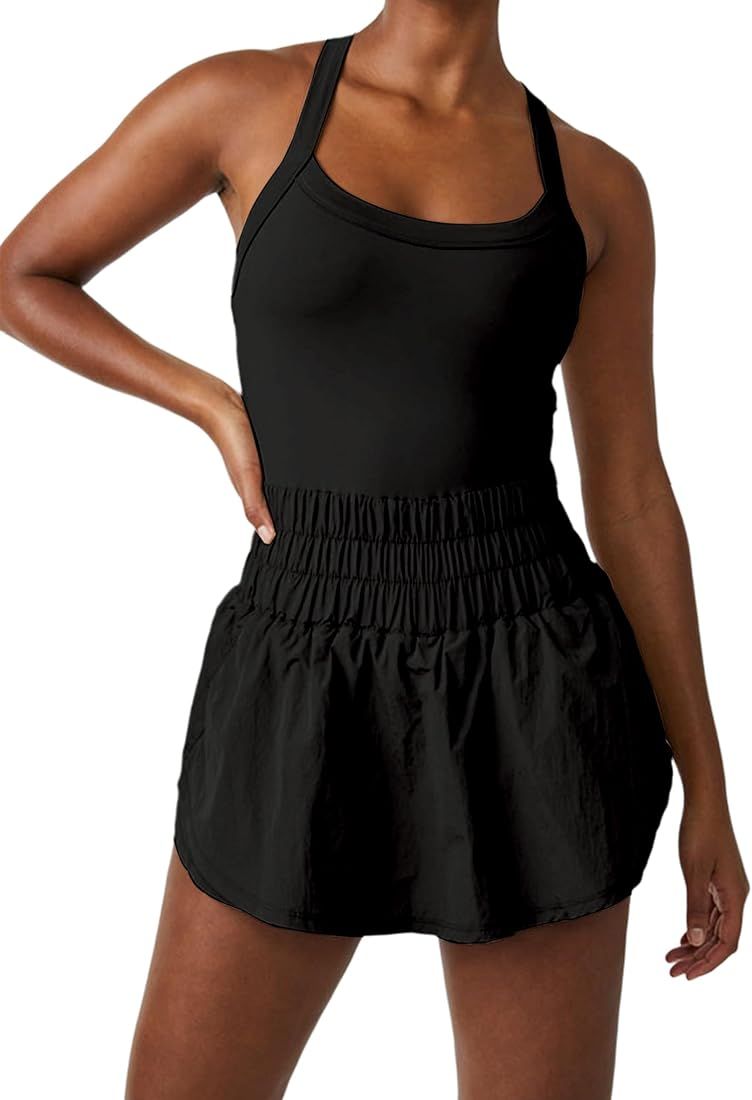 MISSACTIVER Women Tennis Dress Workout Dress with Built in Shorts Sleeveless Crisscross Backless ... | Amazon (US)