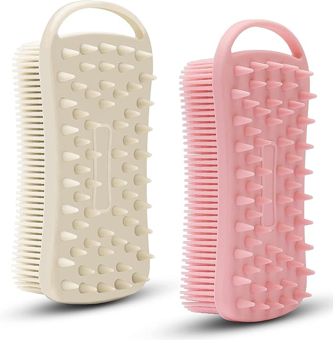 2 PC Silicone Exfoliating Body Scrubber, 2 in 1 Silicone Body Shampoo Brush, Soft Silicone Loofah... | Amazon (US)