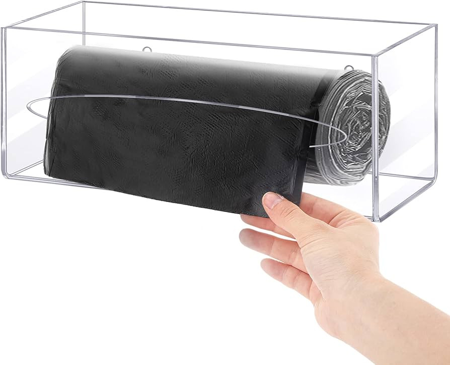Trash Bag Dispenser Holder, Grocery Bag Plastic Bag Wall Mount Acrylic Kitchen Single Side Loaded... | Amazon (US)