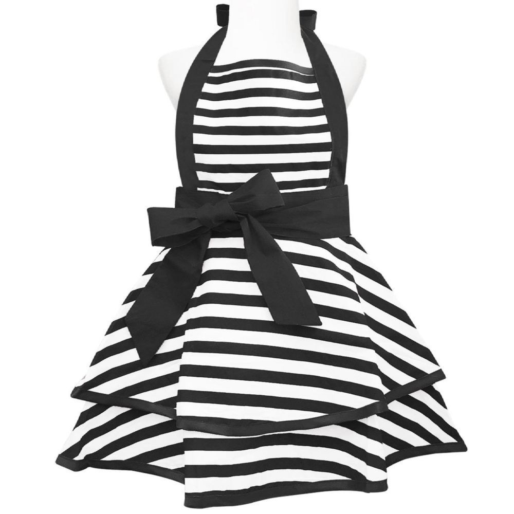 Wrapables Classic Vintage Apron, Stylish Cooking Apron, Black Stripe | Oriental Trading Company