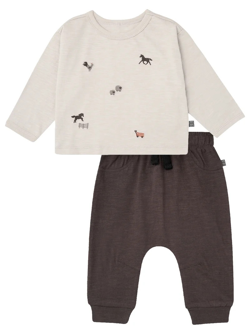 Modern Moments by Gerber Baby Boy Top and Harem Pant with Pocket Outfit Set, Sizes 0/3 Months - 2... | Walmart (US)