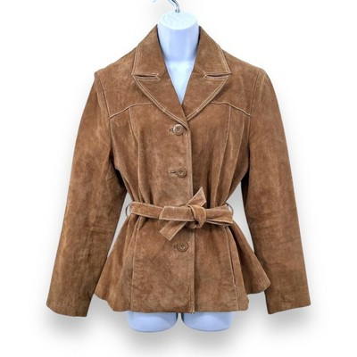 Wilsons Leather Maxima VTG Womens Medium Suede Button Jacket Belted Y2k | eBay US