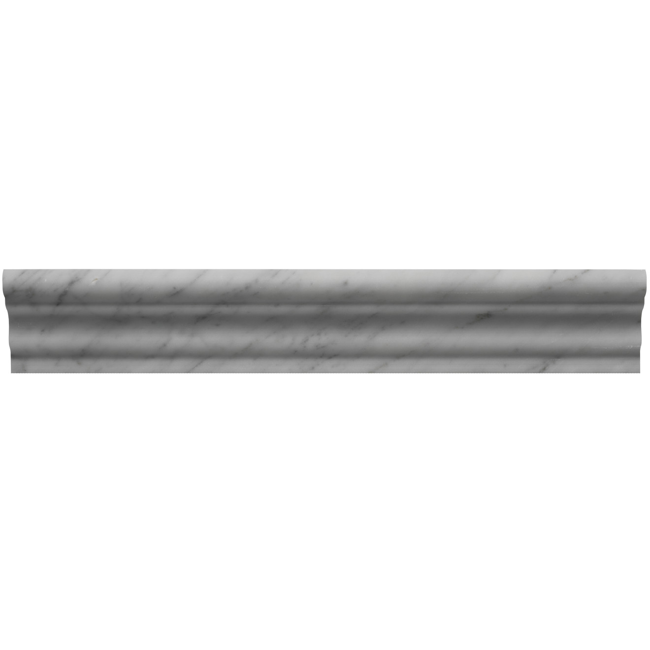 Calacatta 2" x 12" Honed Chair Rail Marble Tile in White | Bedrosians Tile and Stone