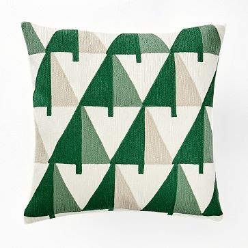 Crewel Colorblock Trees Pillow Cover | West Elm (US)