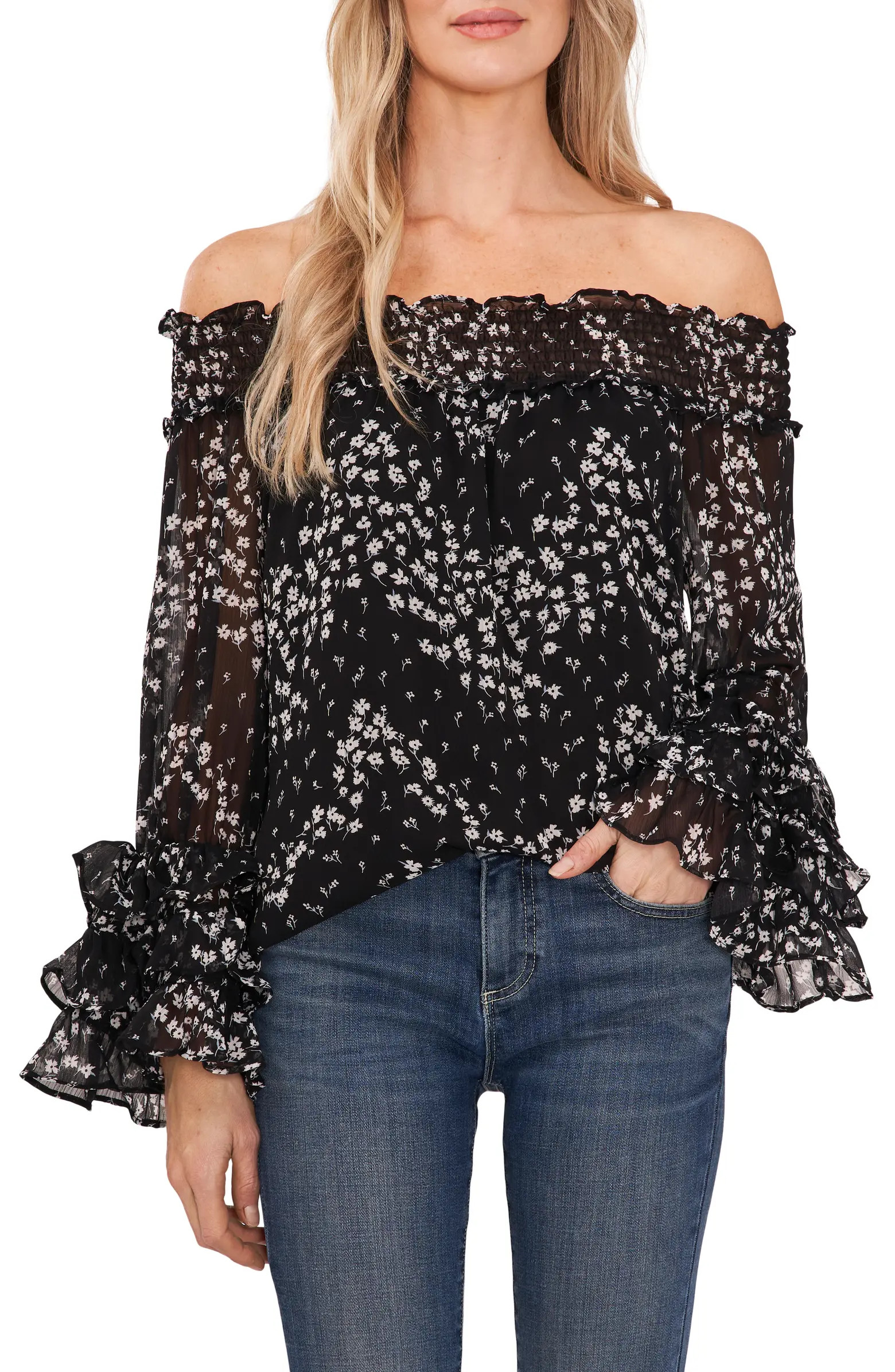 Floral Print Off the Shoulder Ruffle Blouse | Nordstrom