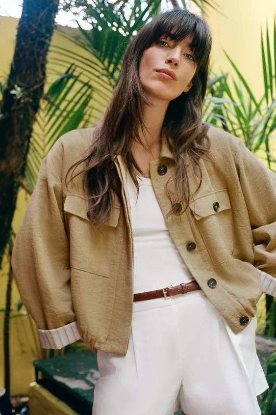 SHORT JACKET WITH ROLLED-UP SLEEVES | Zara UK