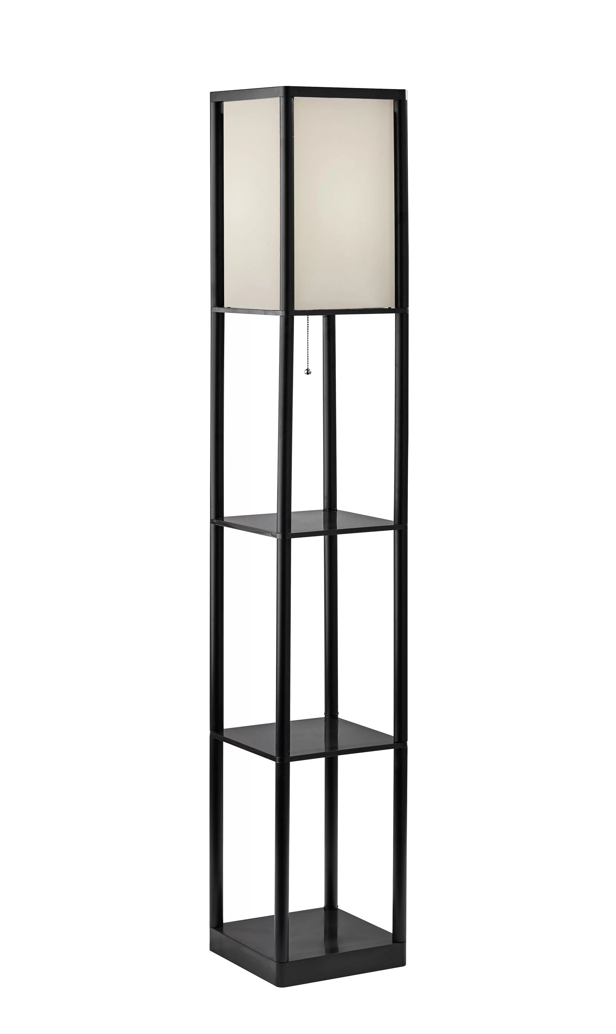 Mainstays 62 Inch Tall Shelf Floor Lamp, Black with White Fabric Shade - Walmart.com | Walmart (US)