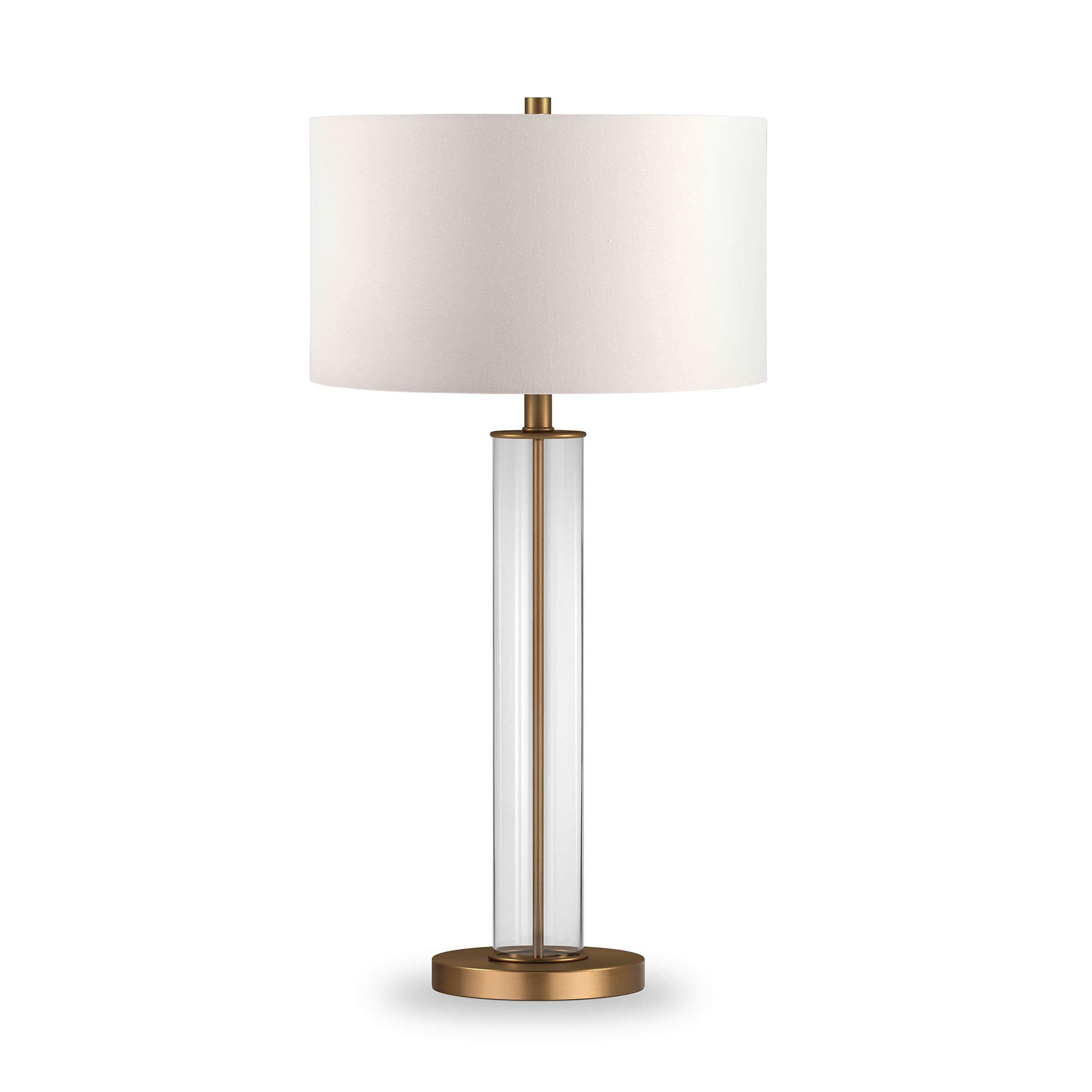 Harlow 29" Tall Table Lamp with Fabric Shade in Clear Glass/Brass/White | Amazon (US)