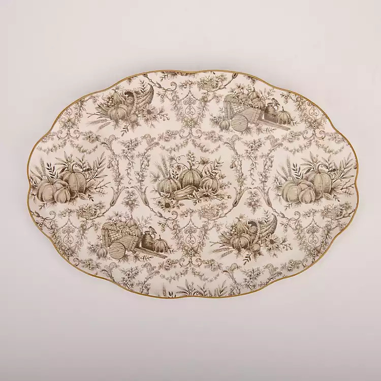 Taupe Pumpkin Toile Serving Platter | Kirklands