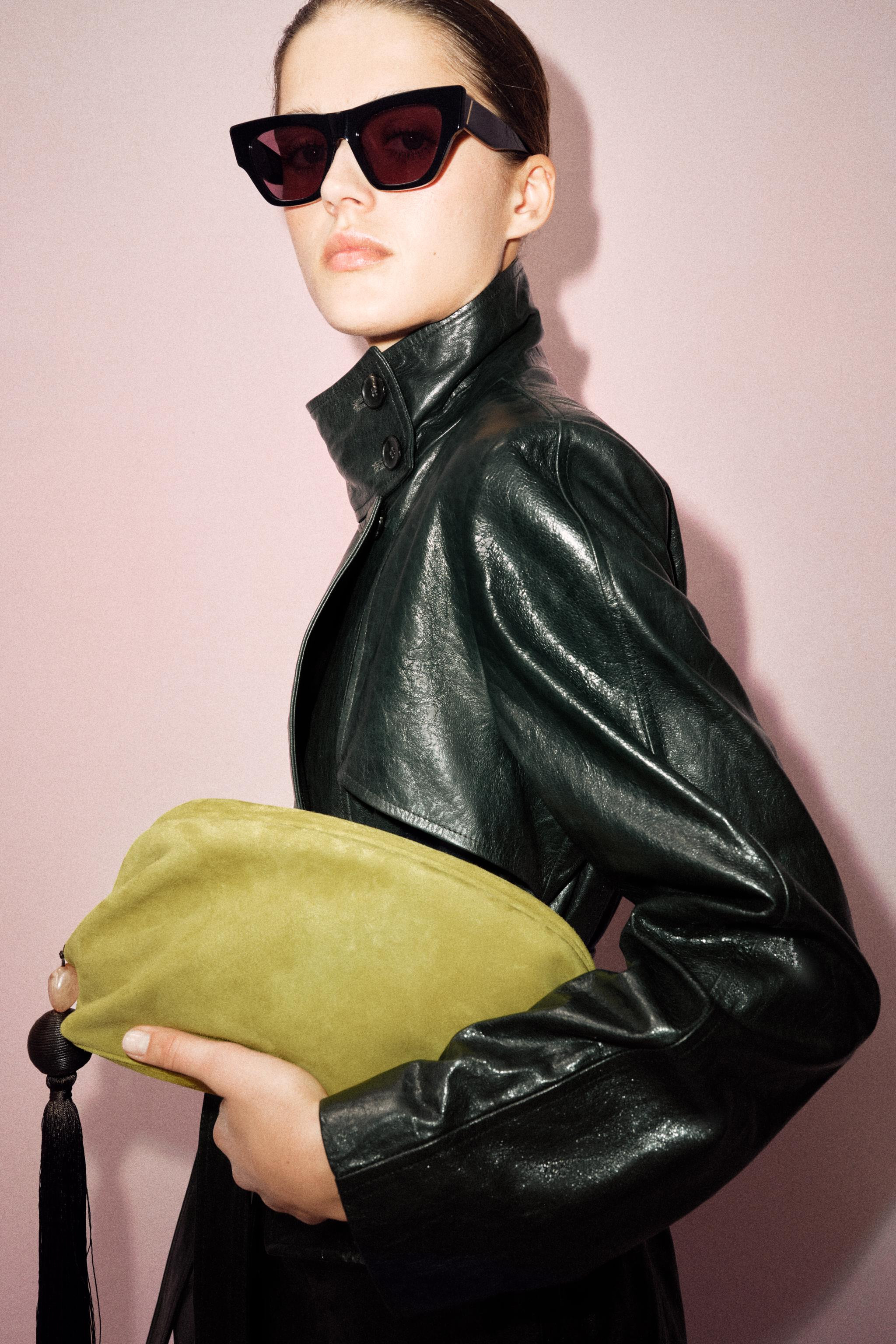 LEATHER CLUTCH WITH TASSEL | Zara US