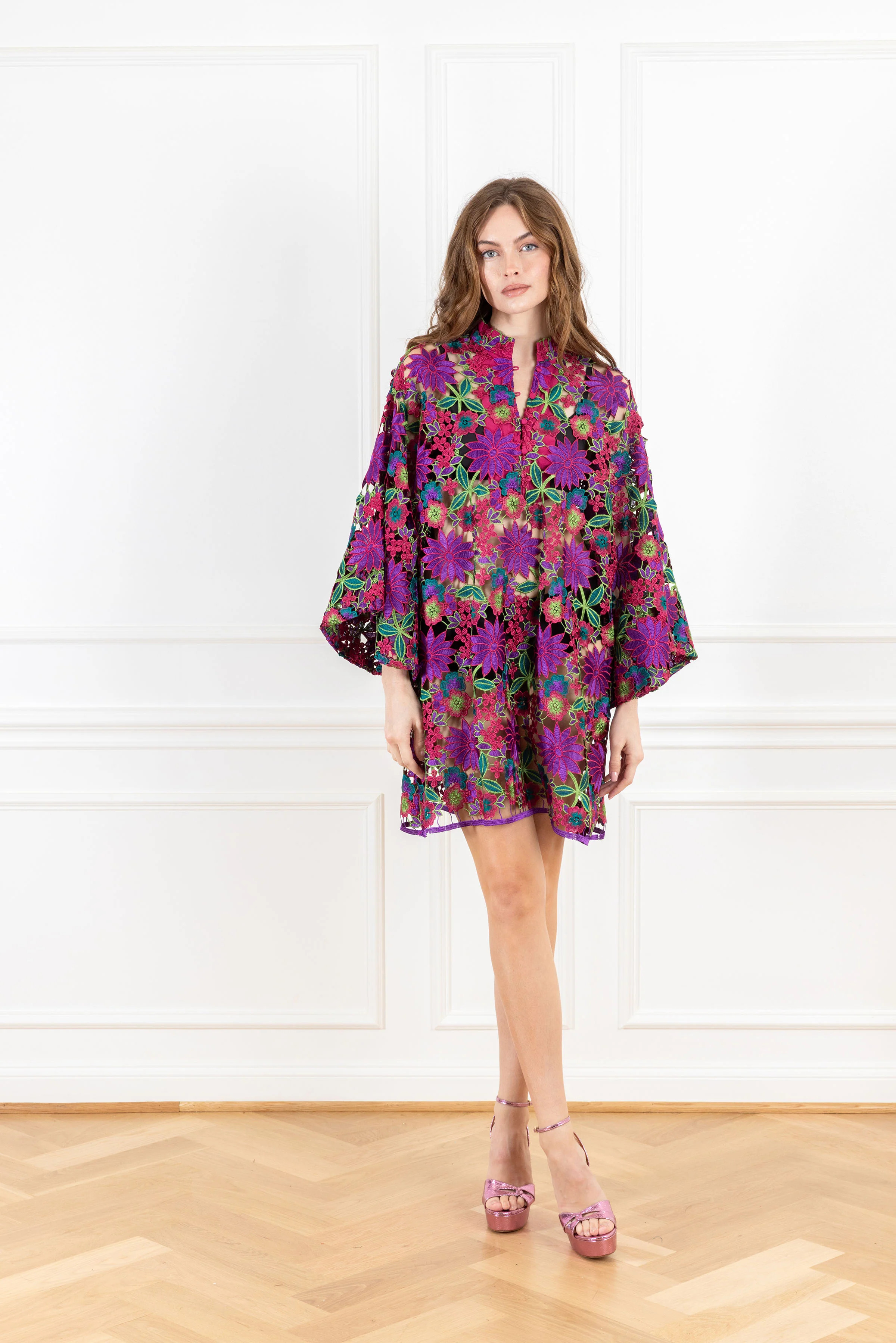 Berry Garden Lace Mini Caftan | La Vie Style House