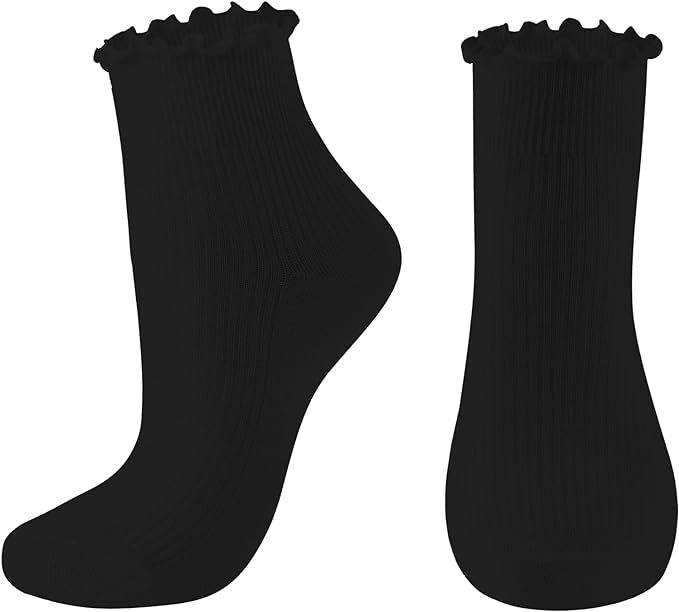 DOOVID Ruffle Crew Socks Cute Ankle Socks for Women Girls Cotton Knit Lettuce Frilly Socks Athlet... | Amazon (US)