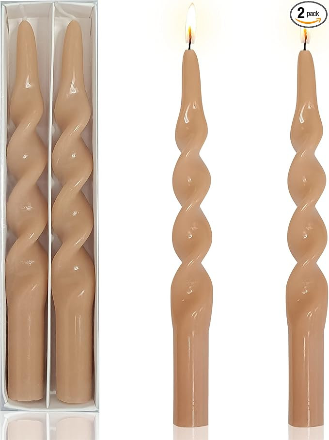 Long Candlesticks Spiral Taper Candle - Gedengni Set of 2 Twisted Candle Long Candle Sticks Brown... | Amazon (US)