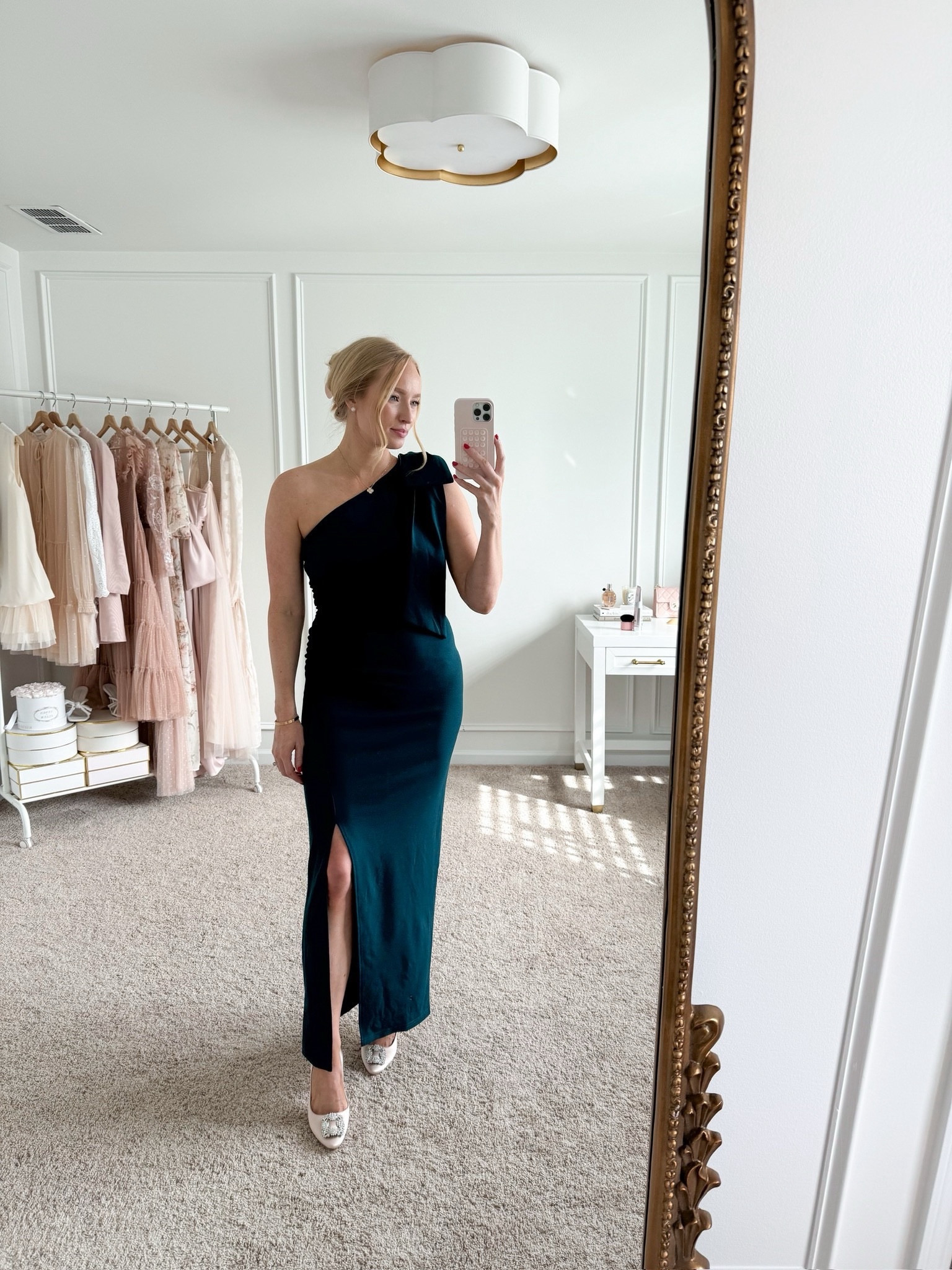 Wedding Guest Dress Idea! I love the one shoulder and slit and the fit is tts. I’ve paired it with my favorite heels.   
Use the code AMANDAJOHNxSPANX to save on my favorite under garments. 

#LTKWedding #LTKStyleTip #LTKSeasonal