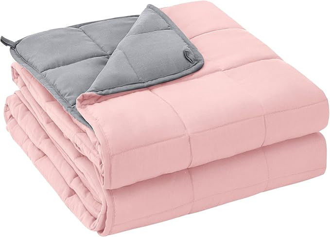 yescool 20lbs Pink Grey Weighted Blanket for Adults 60"x80", Cooling, Heavy, Breathable with Glas... | Amazon (US)