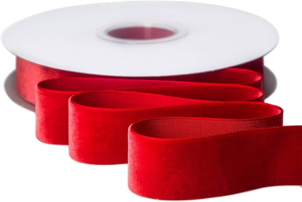 Ribbli Polyester Red Velvet Ribbon,1 Inch,10-Yard Spool,Use for Choker,Gift Wrapping,Floral Bouqu... | Amazon (US)