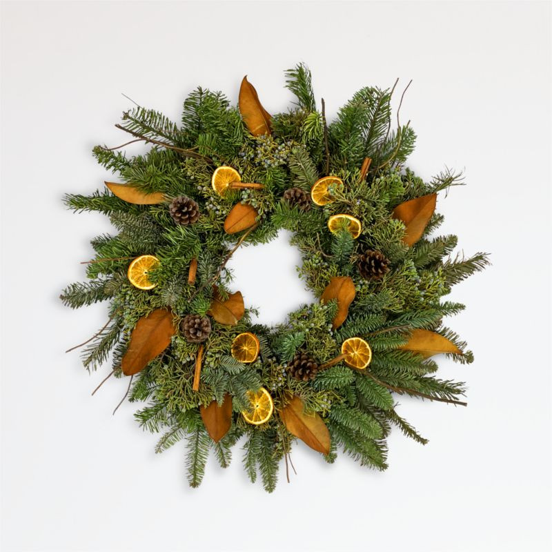 Live Orange & Cinnamon Wreath 22" + Reviews | Crate & Barrel | Crate & Barrel