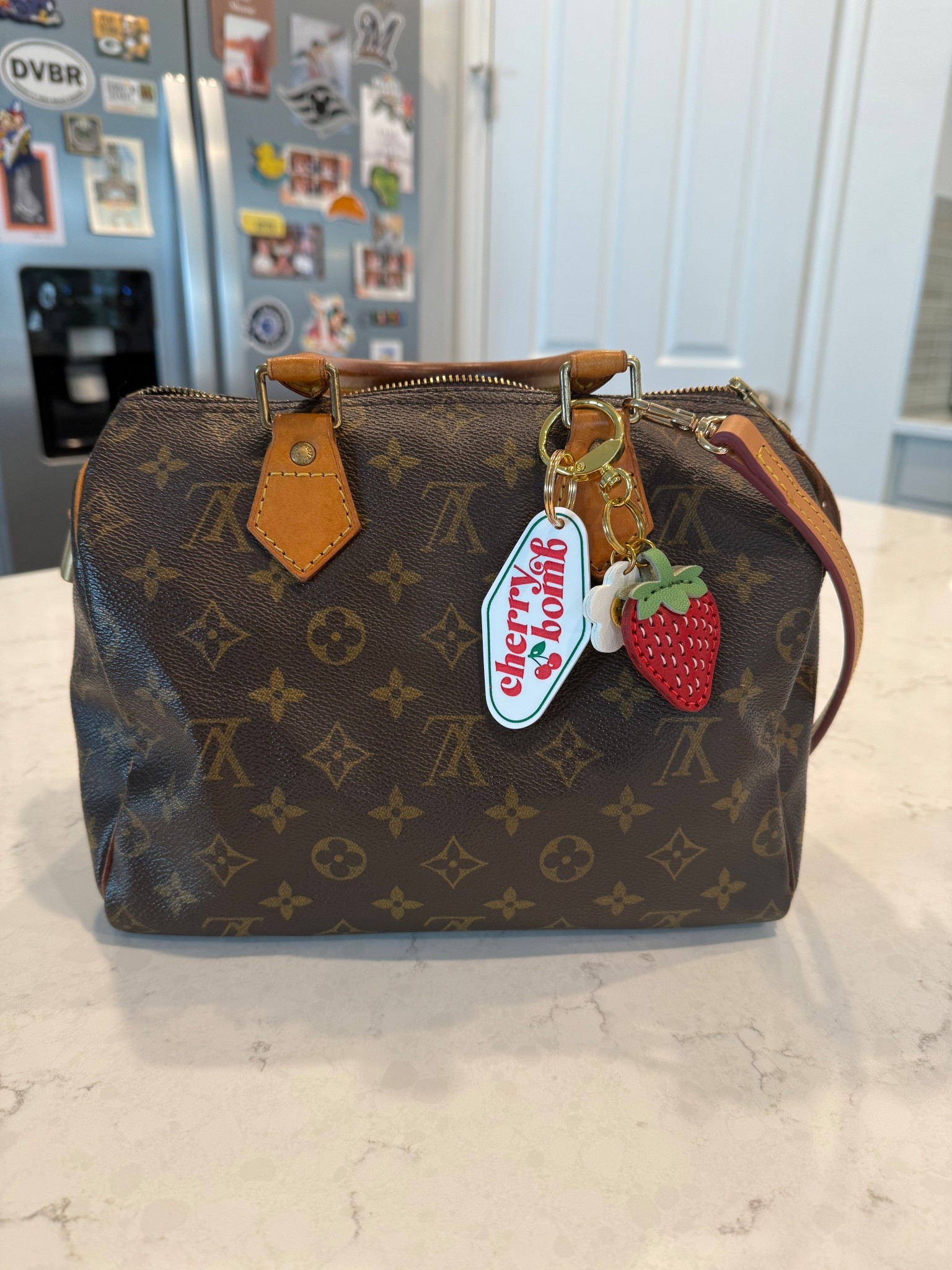 Everything I used to clean my vintage Louis Vuitton speedy 25!! I used the water wipes on the canvas, Brasso on the hardware, and leather conditioner on the leather handles! 

Bag charms & strap are also linked! 