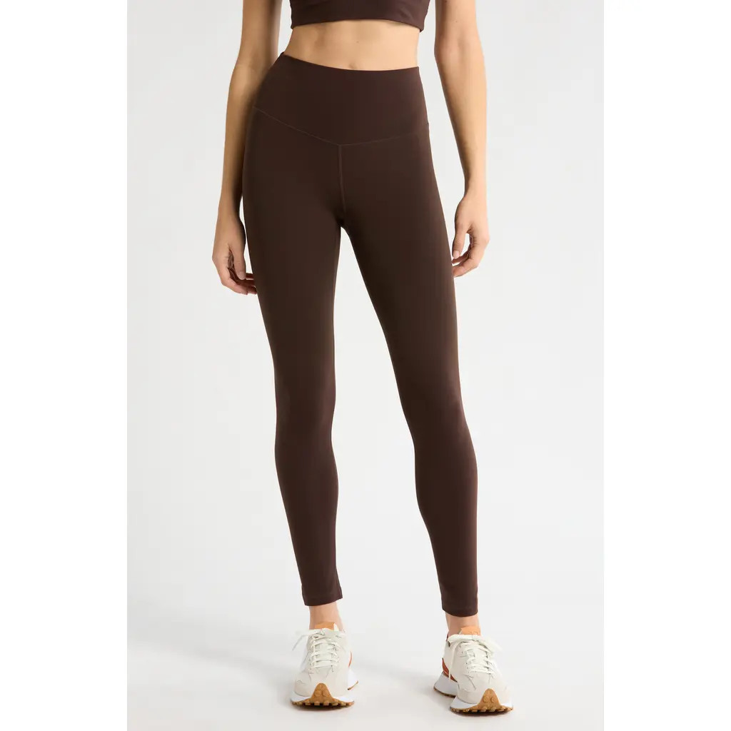Zella Studio Luxe High Waist 7/8 Leggings in Brown Mole at Nordstrom, Size Large | Nordstrom