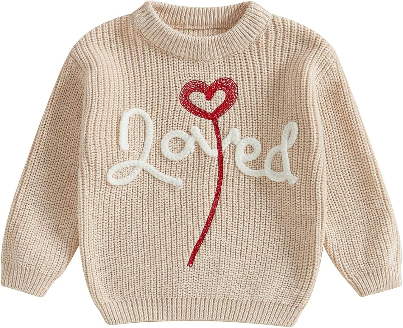 Toddler Girl Boys Valentine's Day Knit Sweater Long Sleeve Letter Love Heart Embroidery Pullover ... | Amazon (US)