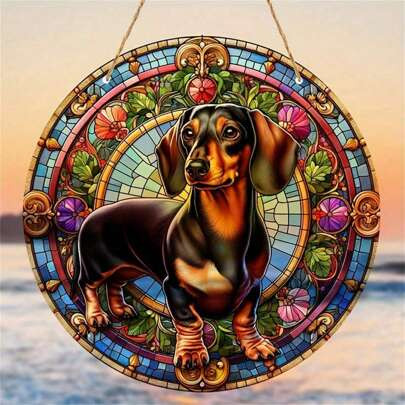 1pc, Dachshund Window Hanging Acrylic Plaque Sun Catcher (15cm*15cm/6in*6in)Gifts For Dog Lovers, Dog Light Catcher, Dachshund Gifts For Women, Dachsh | SHEIN