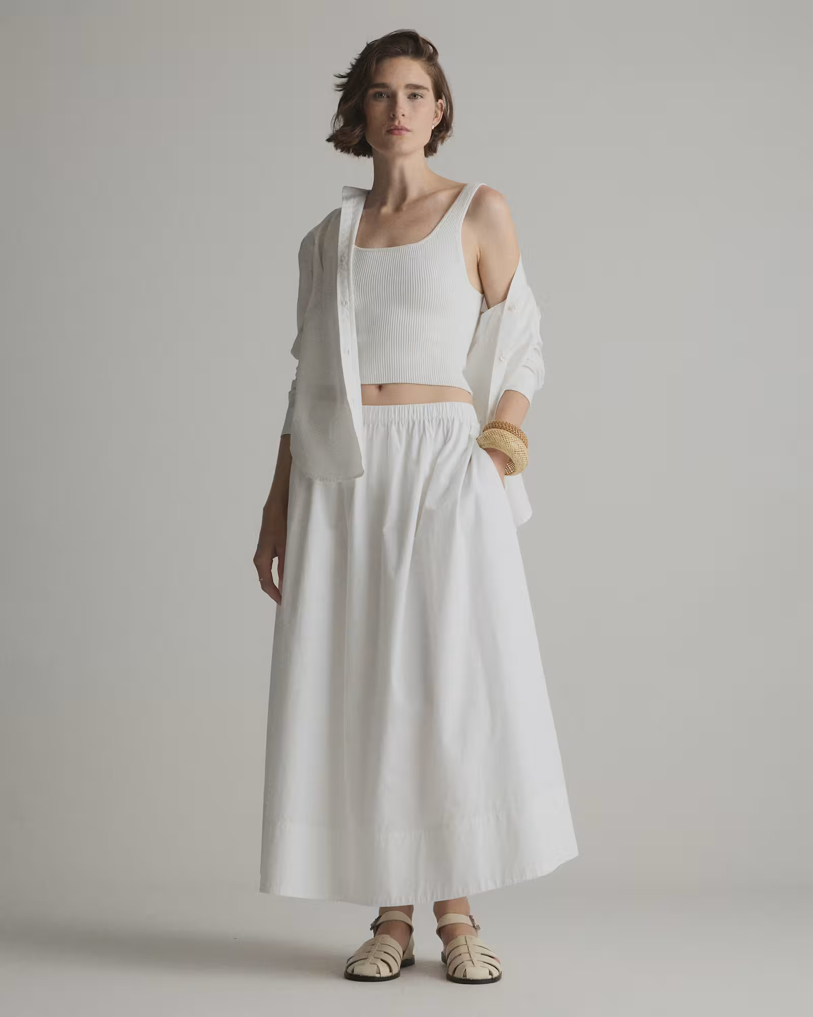 100% Organic Cotton Poplin A-line Maxi Skirt | Quince