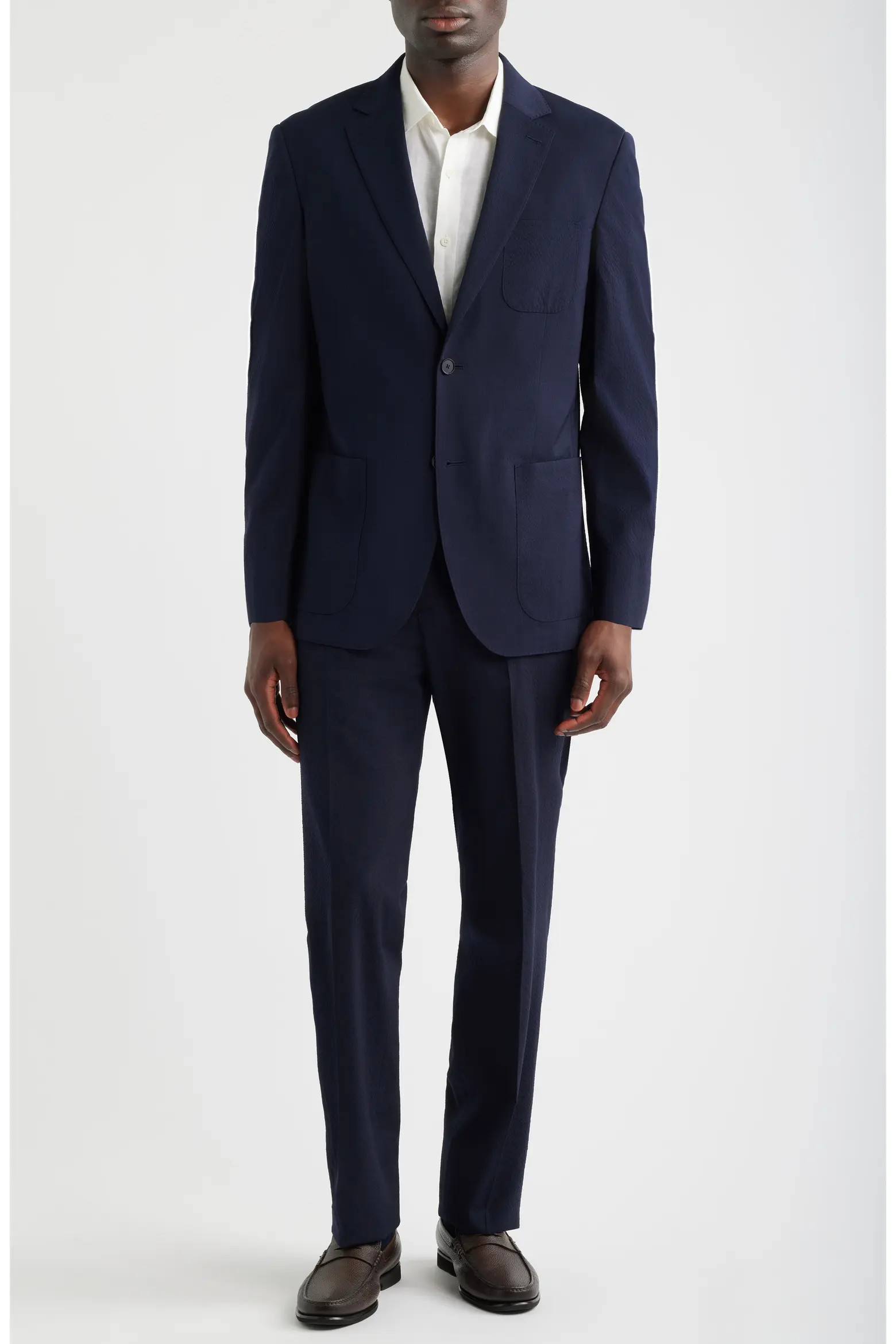 Henrik Trim Fit Navy Stretch Wool Seersucker Suit (Men) | Nordstrom | Nordstrom