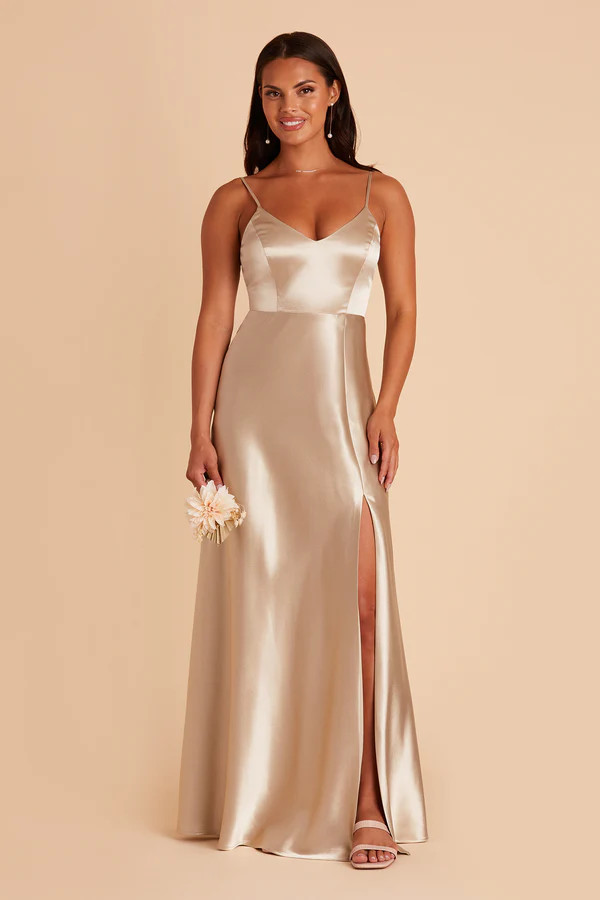 Jay Satin Dress - Neutral Champagne | Birdy Grey
