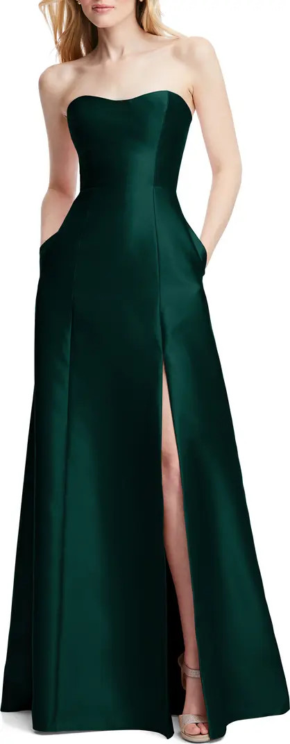 Strapless Satin A-Line Gown | Nordstrom