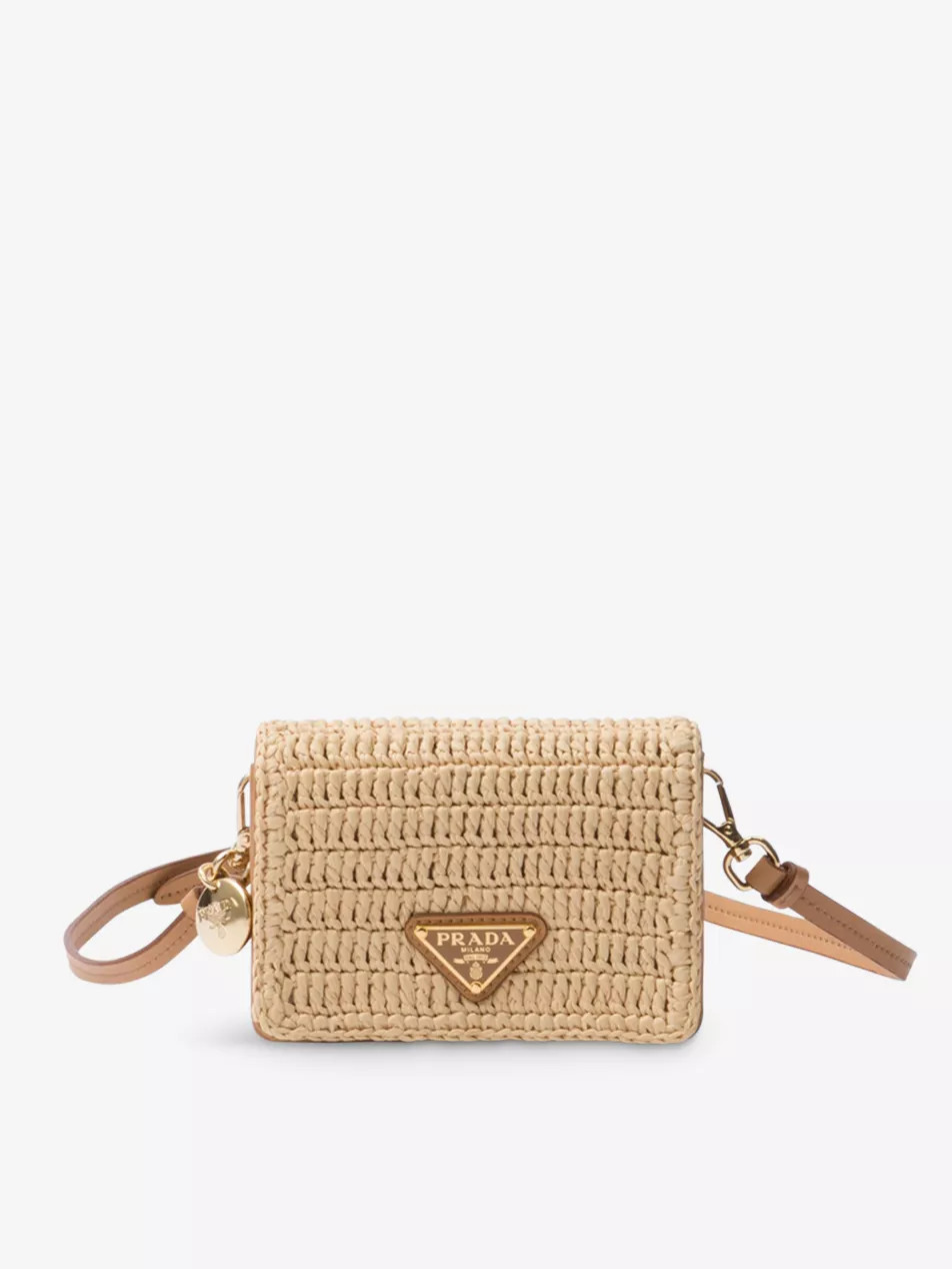 Brand-plaque woven card holder | Selfridges