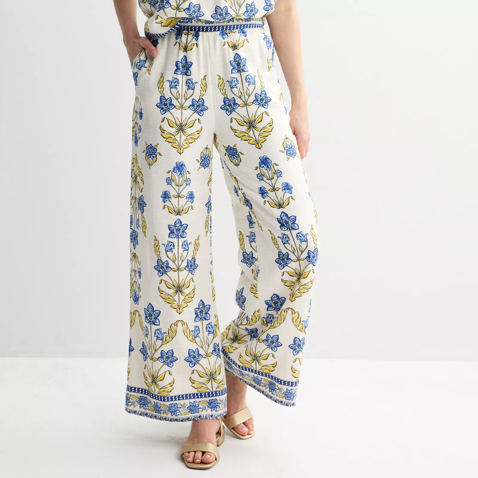 Women's Draper James Printed Wide-Leg Linen Pants | Kohl's