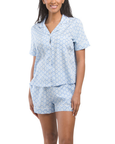 2pc Fleur Notch Collar Top And Shorts Set | TJ Maxx