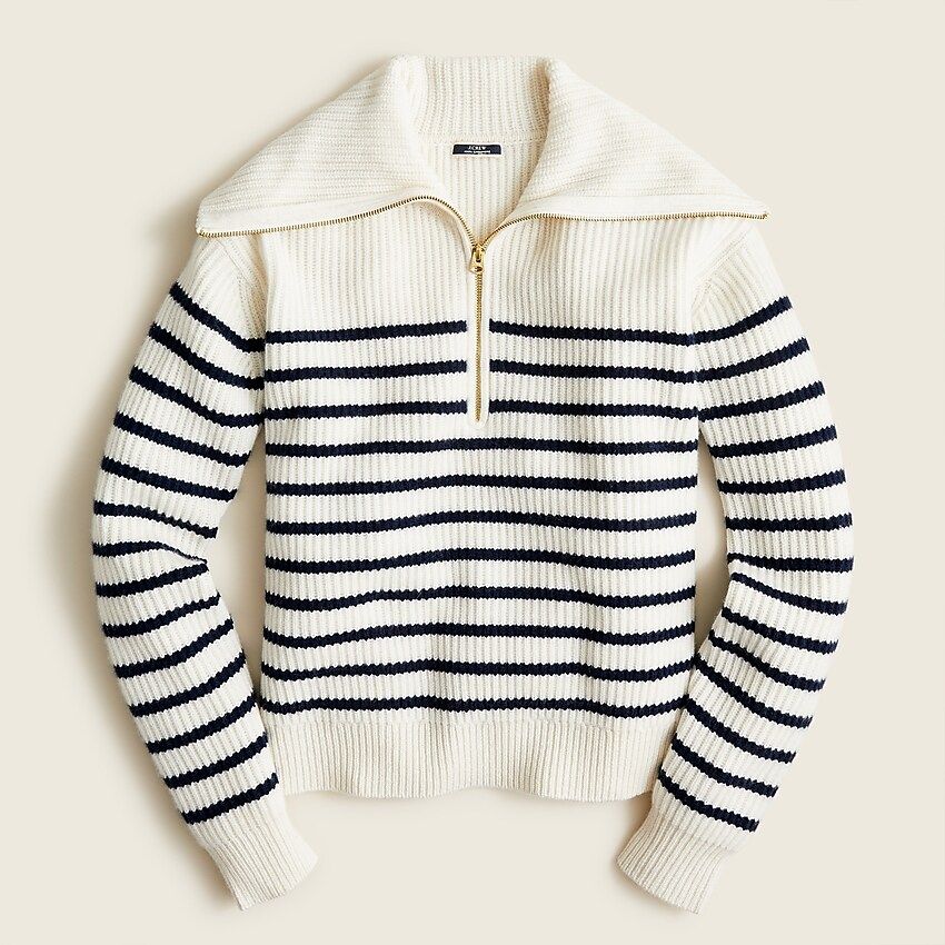 Cashmere half-zip pullover sweater in stripe | J.Crew US